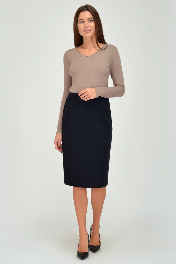 Фото товара 19944, темно-синяя трикотажная юбка